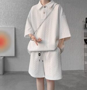 Men’s Oversized Hoodie & Shorts Co-ord Set – White