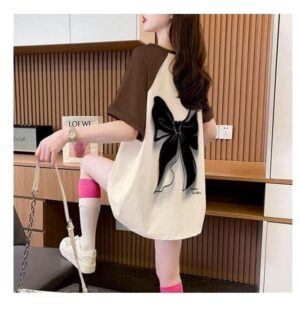 "Back Bow Statement Tee" – Cream & Cocoa Edition