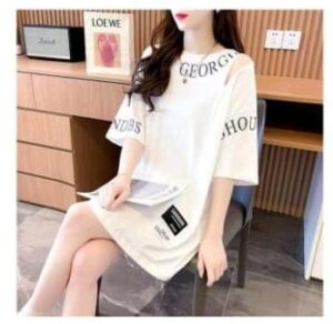 Women's White Cold Shoulder Oversized T-Shirt – Casual Street Style with Letter Print
