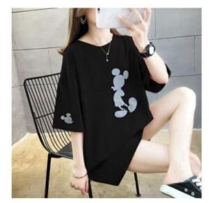 Urban Edge Oversized Mickey Graphic Tee & Shorts Set – Black