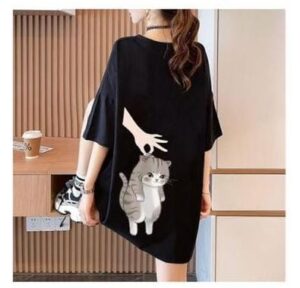 "Scruff & Sass" Oversized Graphic T-Shirt Dress – Cat Edition