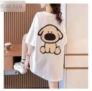 "Big Nose Buddy" Oversized Cartoon Dog Tee – Minimalist Pup Edition