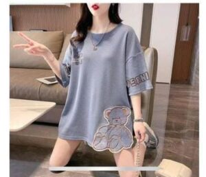 "SUPERM Teddy Pop" Oversized Graphic Tee – Chill Blue Edition