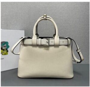 Prada Women’s Galleria Saffiano Leather Tote Bag – White Designer Handbag